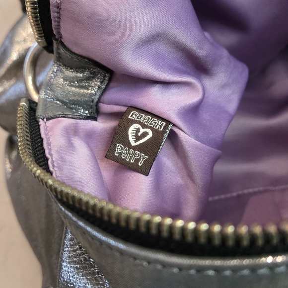 COACH Silver Metallic POPPY Shoulder 2-Way Bag - Picture 10 of 16